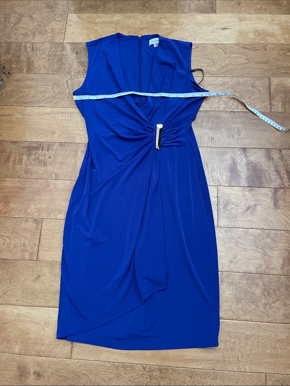 Calvin Klein Women’s Royal Blue Twist-Front Sheath Dress
